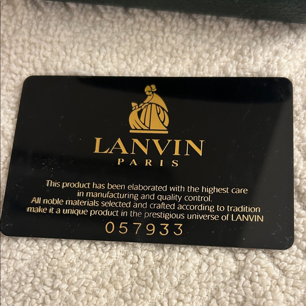 Lanvin Dark Green Leather Wallet Unisex Bill Fold Coins Card Slots - Picture 4 of 10